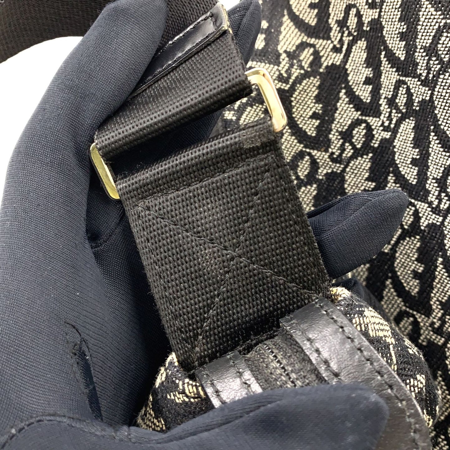 Dior Limited Trotter Canvas Navy Shoulder Bag Silver — view 9