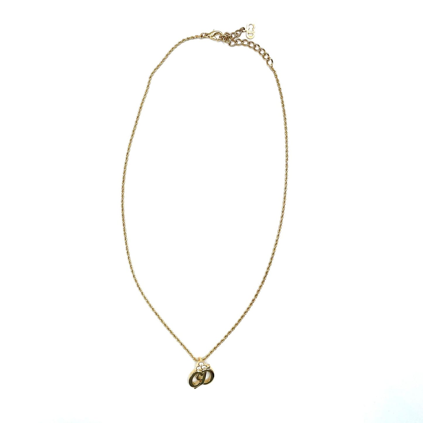 Dior Limited CD Logo Color Stone Clear Gold Necklace — view 3