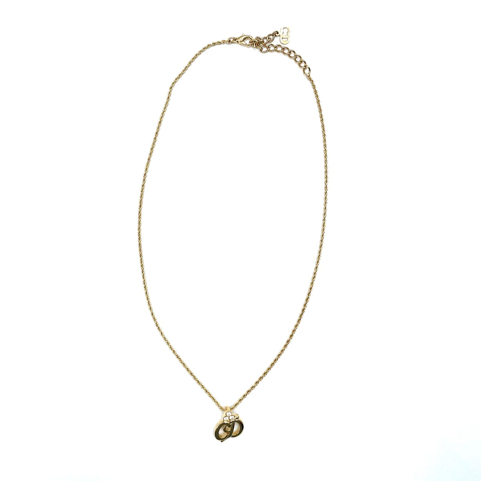 Dior Limited CD Logo Color Stone Clear Gold Necklace — view 3