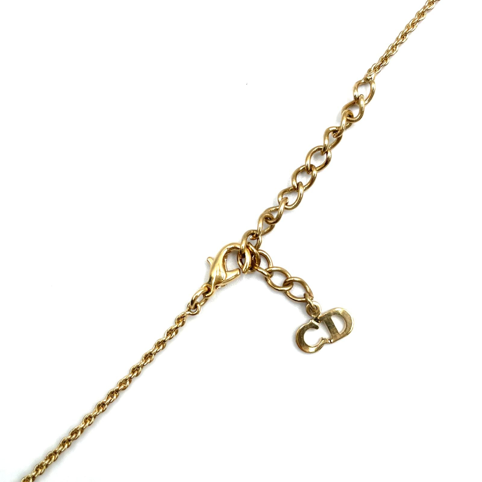 Dior Limited CD Logo Color Stone Clear Gold Necklace — view 7