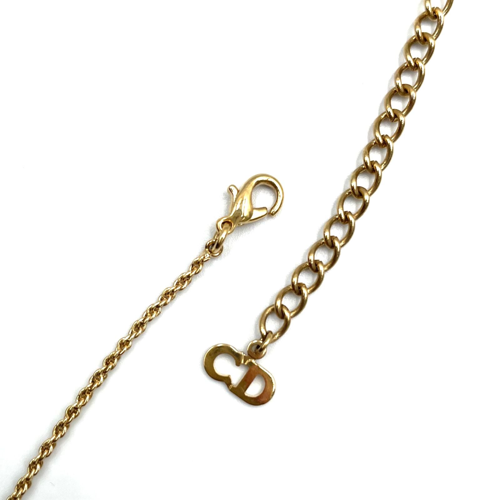 Dior Limited CD Logo Color Stone Clear Gold Necklace — view 8