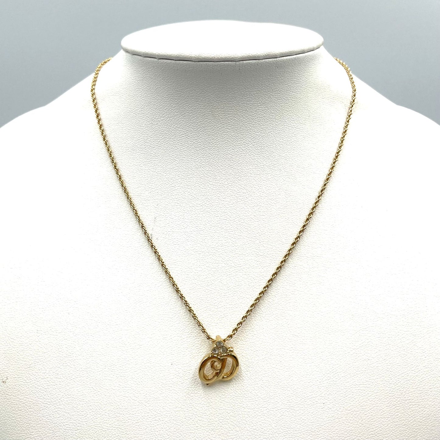 Dior Limited CD Logo Color Stone Clear Gold Necklace — view 9