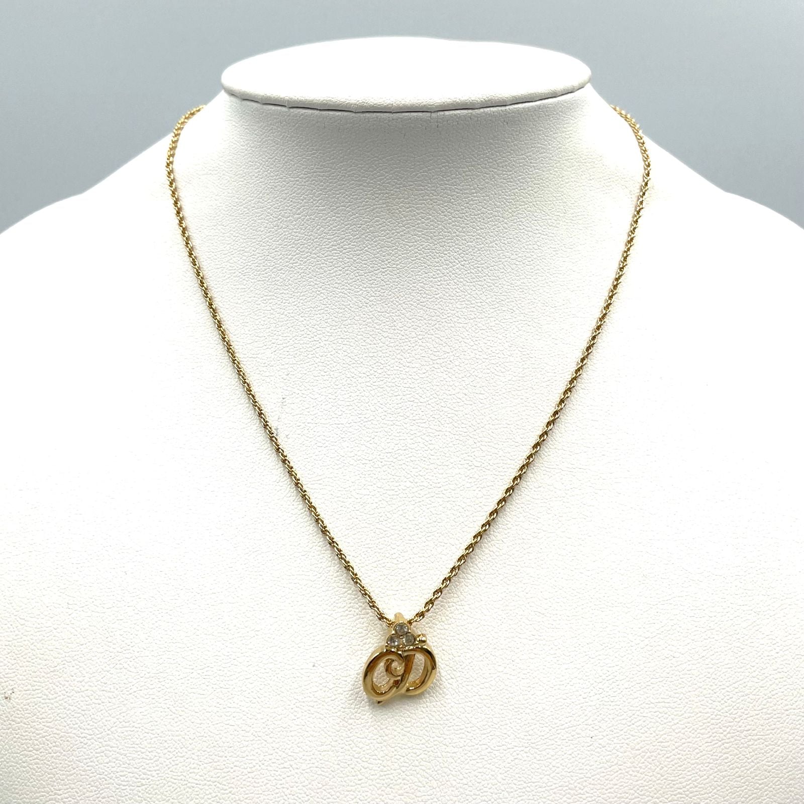 Dior Limited CD Logo Color Stone Clear Gold Necklace — view 9