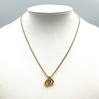 Dior Limited CD Logo Color Stone Clear Gold Necklace — view 9