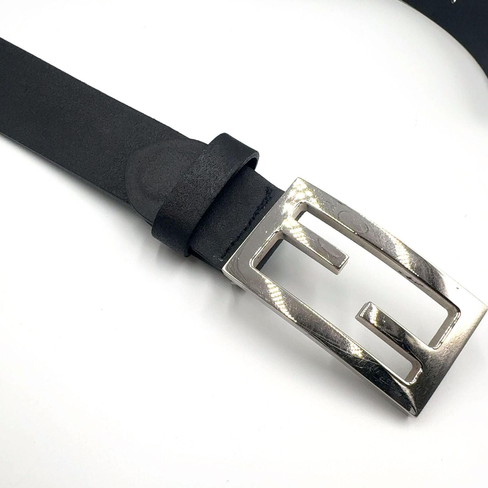 Fendi Limited Mamma Buckle Leather Black Belt Silver — view 8