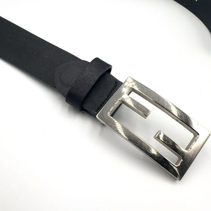 Fendi Limited Mamma Buckle Leather Black Belt Silver — view 8