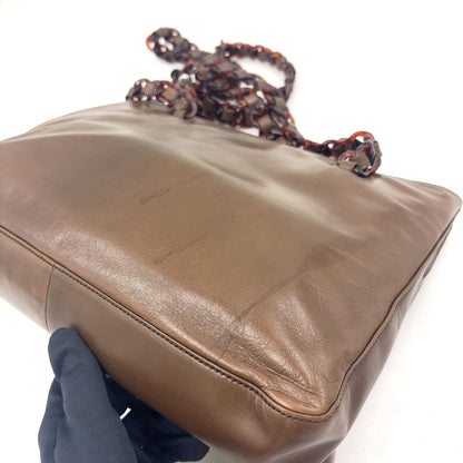 Prada Limited Tortoiseshell Chain Leather Brown Shoulder Bag Silver — view 8
