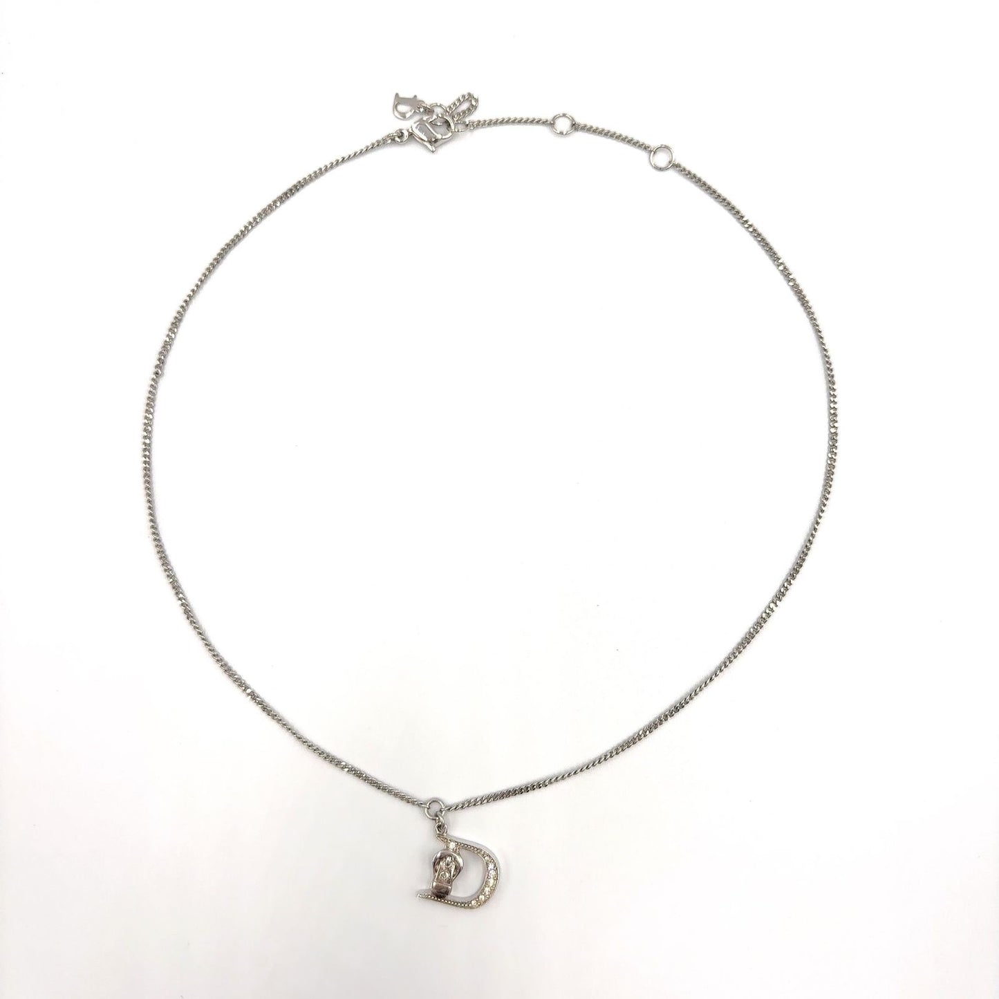 Dior Limited Belt Motif D Logo Rhinestone Metal Color Stone Clear Silver — view 3
