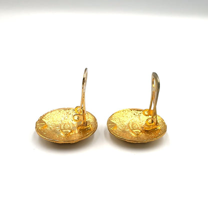 Chanel Limited CC Logo Round Gold Plated Earrings — view 8