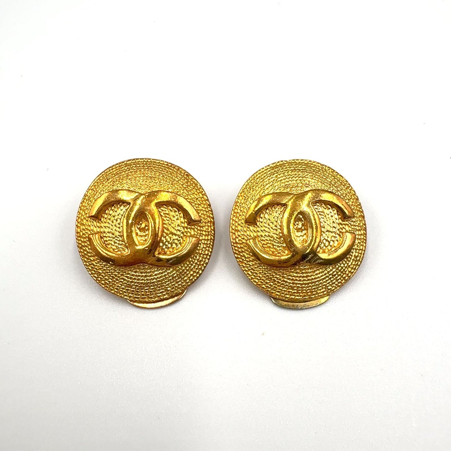 Chanel Limited CC Logo Round Gold Plated Earrings — view 5