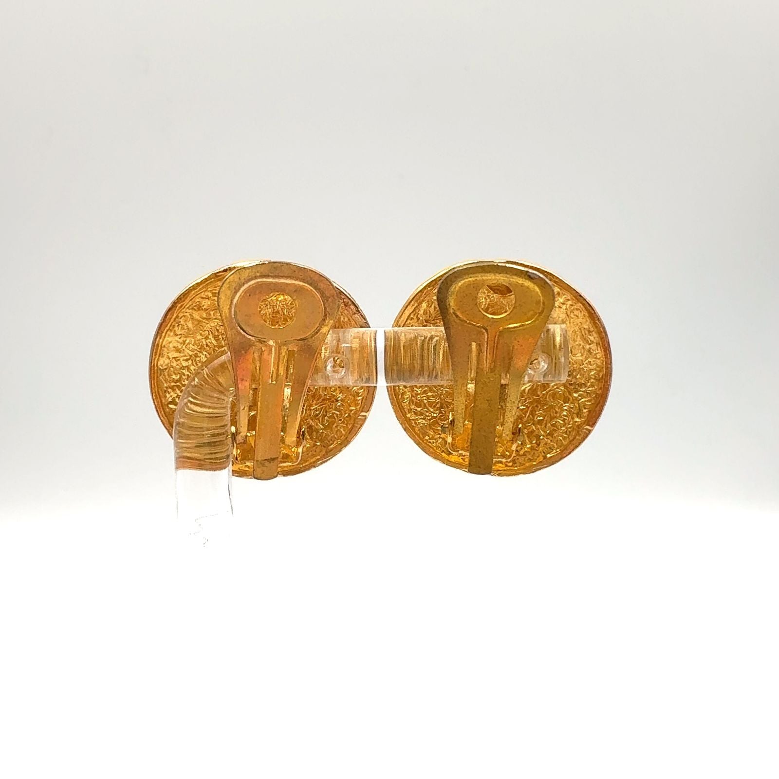 Chanel Limited CC Logo Round Gold Plated Earrings — view 3