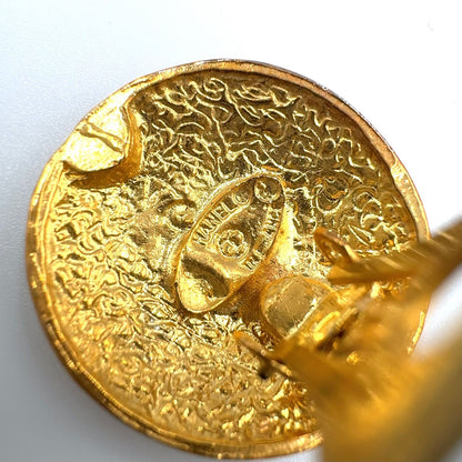 Chanel Limited CC Logo Round Gold Plated Earrings — view 4