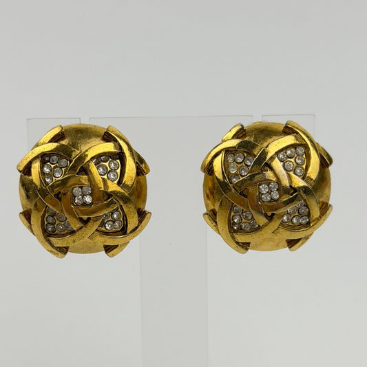 Chanel CC Logo Earrings Gold Vintage