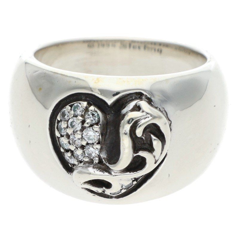 Chrome Heart in Band P Dmnd in Pave Diamond Silver Ring