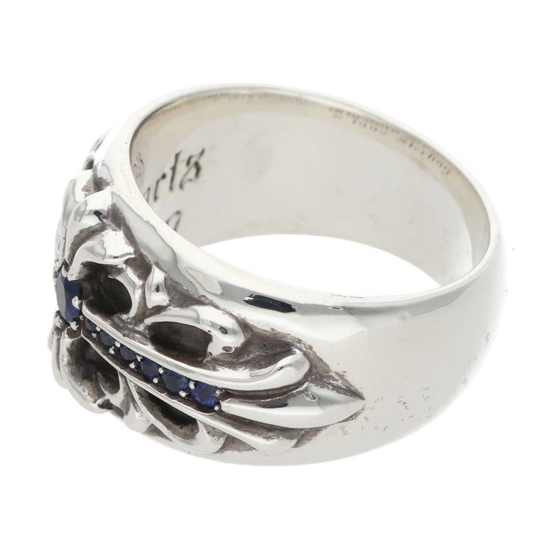Chrome Hearts Flrl Crs P Sap Floral Cross Pave Saffiano Silver Ring — view 5