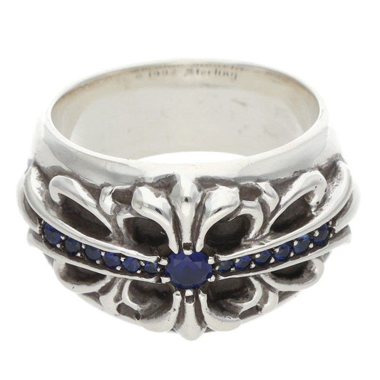 Chrome Hearts Flrl Crs P Sap Floral Cross Pave Saffiano Silver Ring