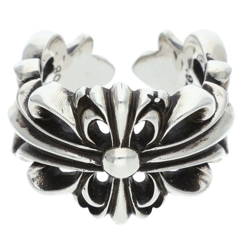 Chrome Hearts Dbl Flrl Crs Double Floral Cross Silver Ring