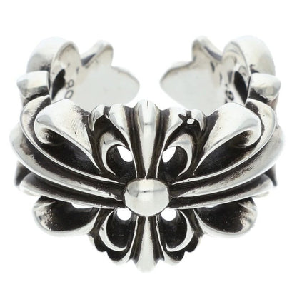 Chrome Hearts Dbl Flrl Crs Double Floral Cross Silver Ring