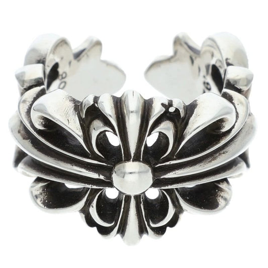 Chrome Hearts Dbl Flrl Crs Double Floral Cross Silver Ring