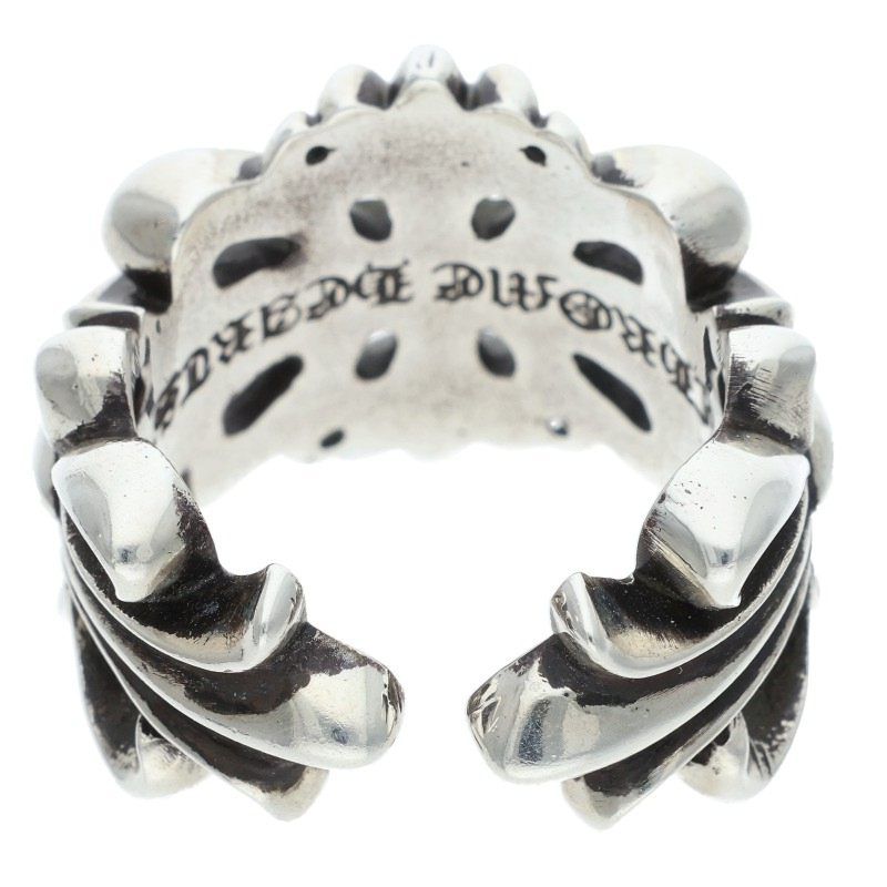 Chrome Hearts Dbl Flrl Crs Double Floral Cross Silver Ring — view 2