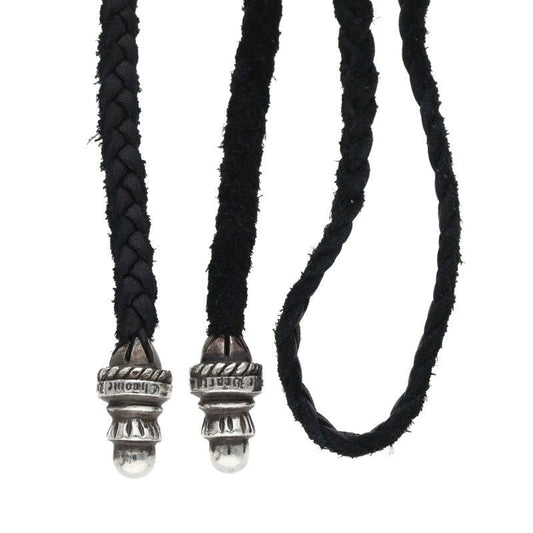 Chrome Hearts Leather Braid Borochip Silver Necklace