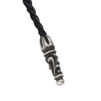 Chrome Hearts Leather Braid Scroll Silver Necklace — view 3