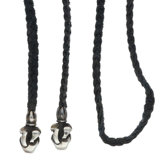 Chrome Hearts Leather Braid Lip and Tan Silver Necklace