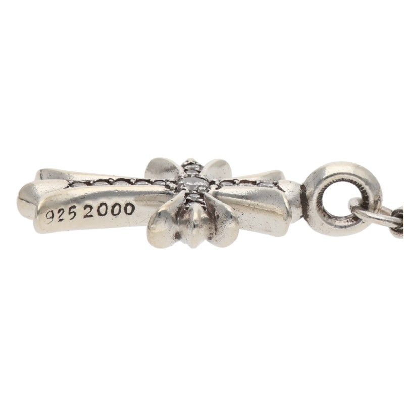 Chrome Hearts Fat Cross Tiny Bar Chain Pave Diamond Silver Necklace — view 5
