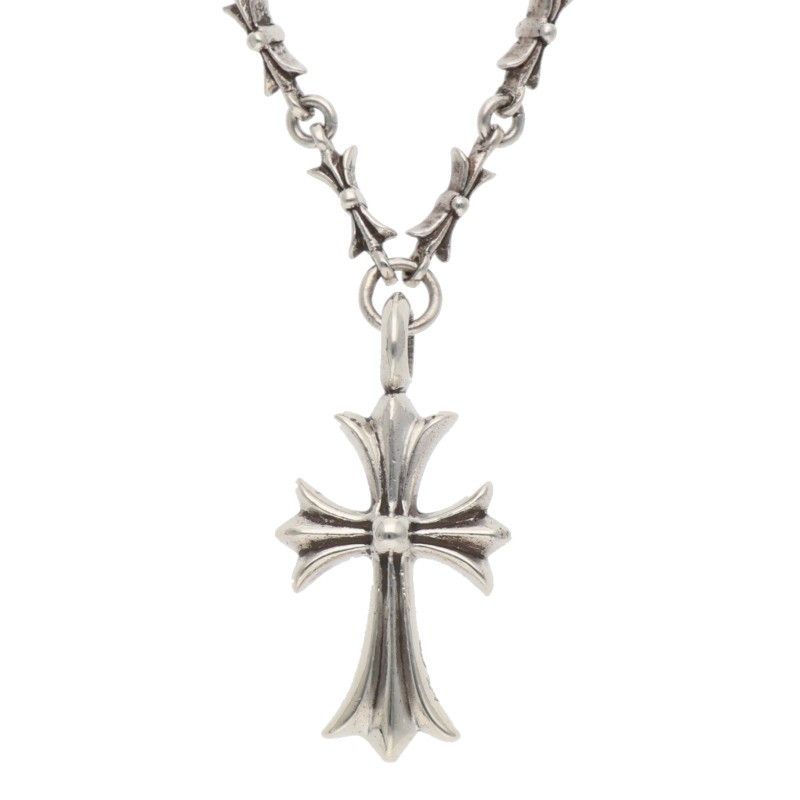 Chrome Hearts Fat Cross Tiny Bar Chain Pave Diamond Silver Necklace — view 3
