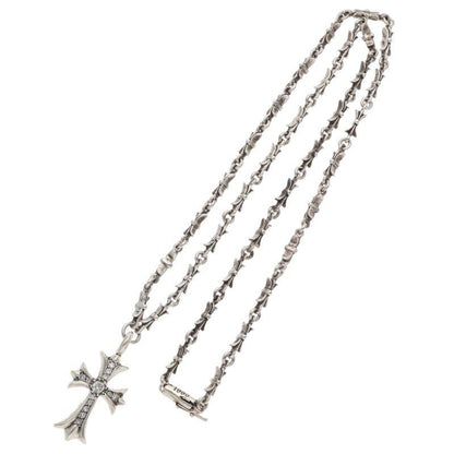 Chrome Hearts Fat Cross Tiny Bar Chain Pave Diamond Silver Necklace — view 2