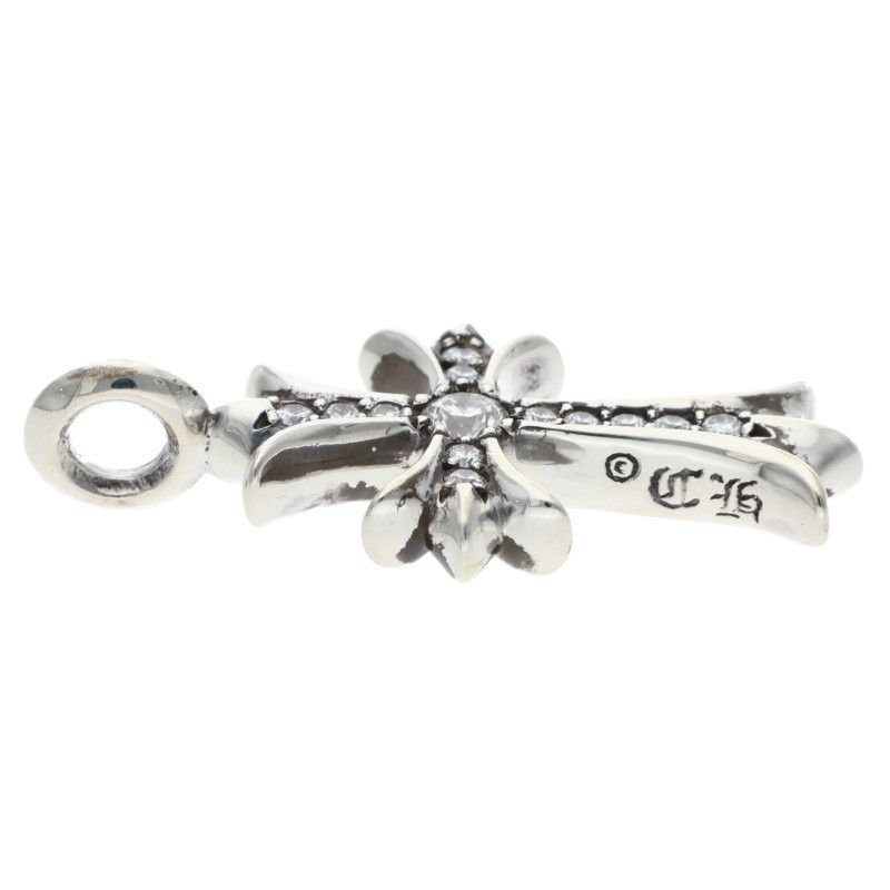 Chrome Hearts Tny Crsf P Dmnd Tiny Fat Cross Pave Diamond Pendant Silver — view 4