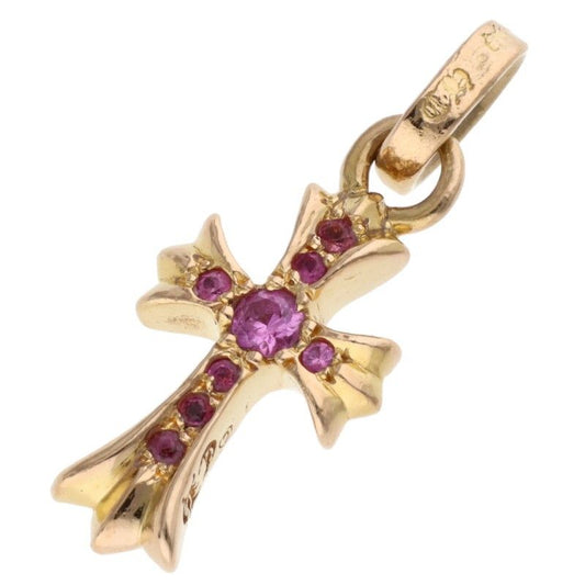 Chrome Hearts 22k Crs Baby Fat P Sap P Fat Pave Pink Saffiano Charm Gold Pendant