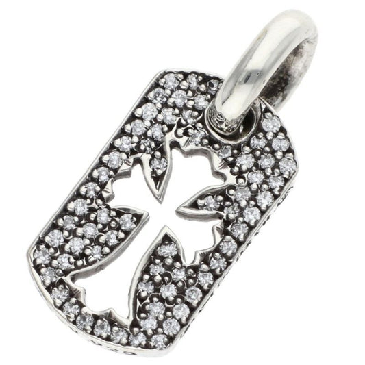 Chrome Hearts DT Tny CO Crs P D Tiny Cutout Cross Dog Tag Pave Diamond Charm