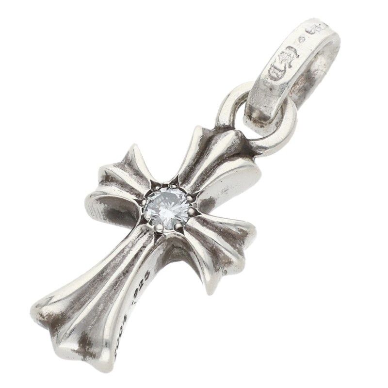 Chrome Hearts Crs Baby Fat Dmnd Fat 1 Diamond on Both Sides Charm Silver Pendant