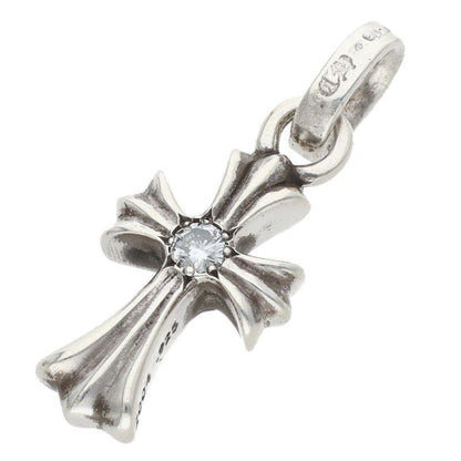 Chrome Hearts Crs Baby Fat Dmnd Fat 1 Diamond on Both Sides Charm Silver Pendant