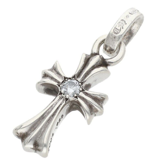 Chrome Hearts Crs Baby Fat Dmnd Fat 1 Diamond on Both Sides Charm Silver Pendant