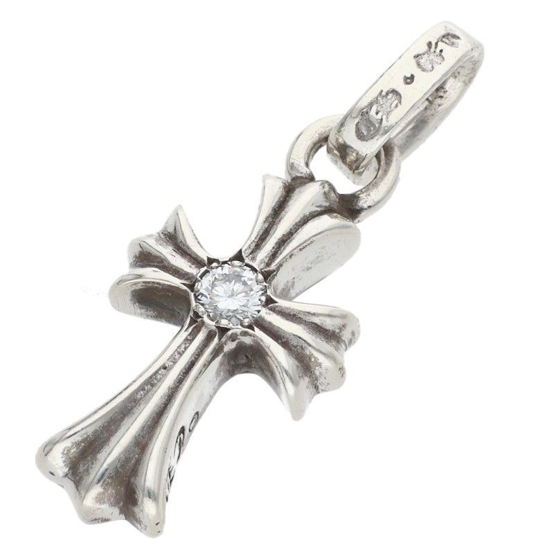 Chrome Hearts Crs Baby Fat Dmnd Fat 1 Diamond on Both Sides Charm Silver Pendant — view 2
