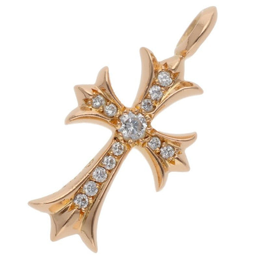 Chrome Hearts 22k Tny Crsf P Dmnd Tiny Fat Cross Pave Diamond Pendant Gold