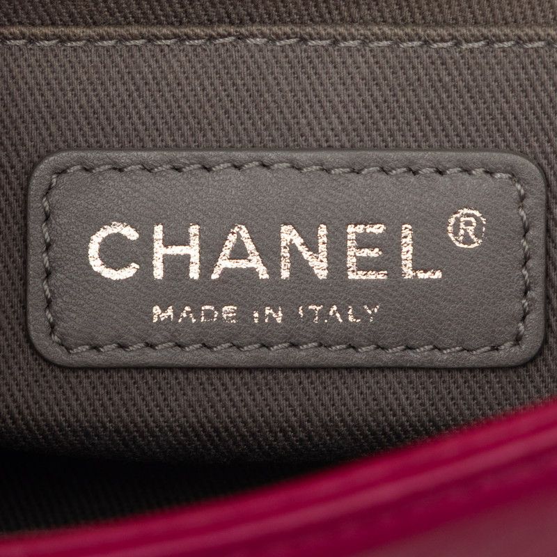 Chanel CC Logo Boy Chain Shoulder Bag Pink Velour Leather — view 7