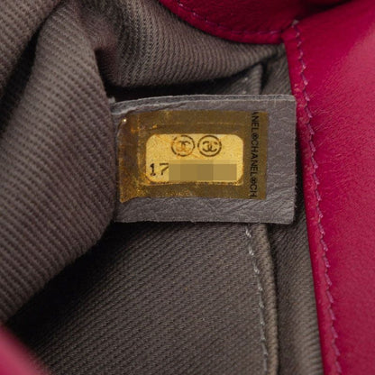 Chanel CC Logo Boy Chain Shoulder Bag Pink Velour Leather — view 8