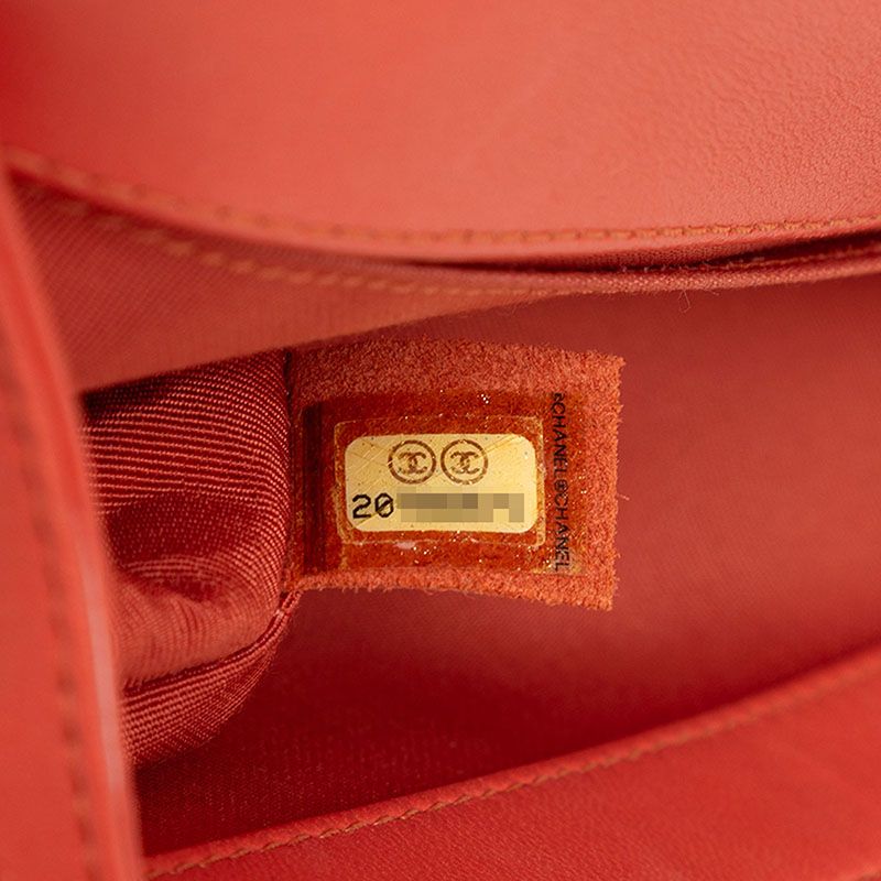 Chanel CC Logo Shoulder Bag Orange Multicolor Lambskin Tweed — view 6