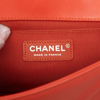 Chanel CC Logo Shoulder Bag Orange Multicolor Lambskin Tweed — view 5