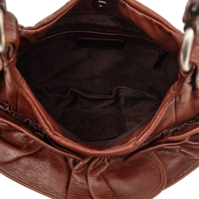 Saint Laurent Flower Naja Shoulder Bag Brown Leather — view 4