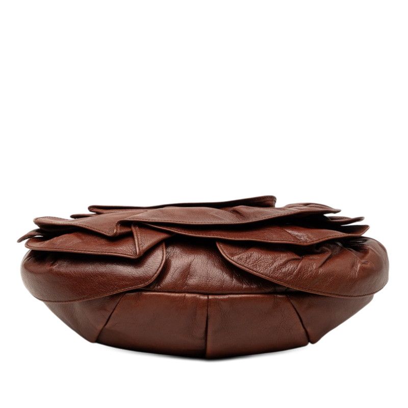 Saint Laurent Flower Naja Shoulder Bag Brown Leather — view 3