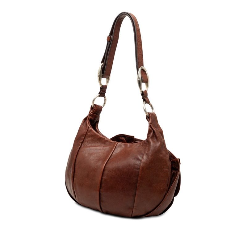 Saint Laurent Flower Naja Shoulder Bag Brown Leather — view 2