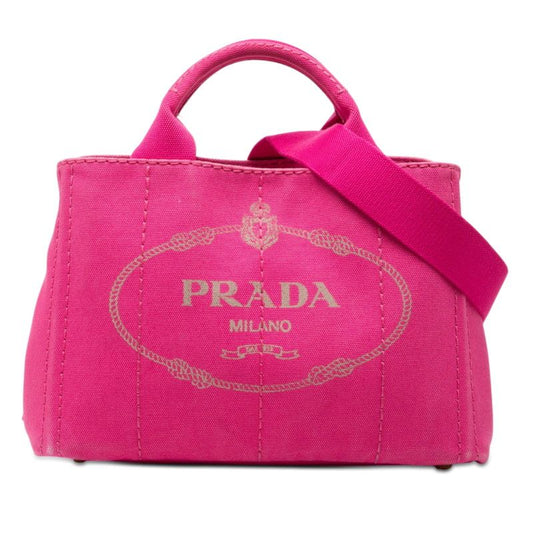 Prada Canapa Mini 2-Way Shoulder Bag Fuchsia Pink Canvas