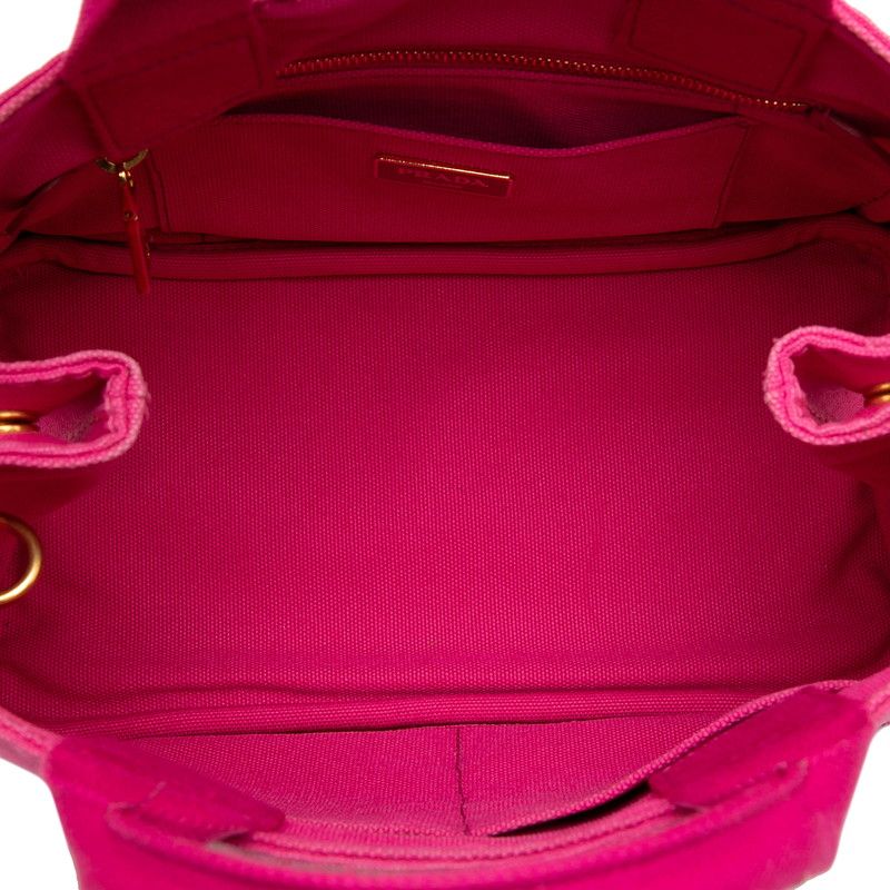 Prada Canapa Mini 2-Way Shoulder Bag Fuchsia Pink Canvas — view 4