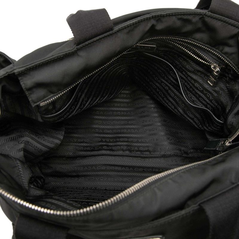 Prada Triangle Logo Mother's 2-Way Shoulder Bag Black Nylon — view 4