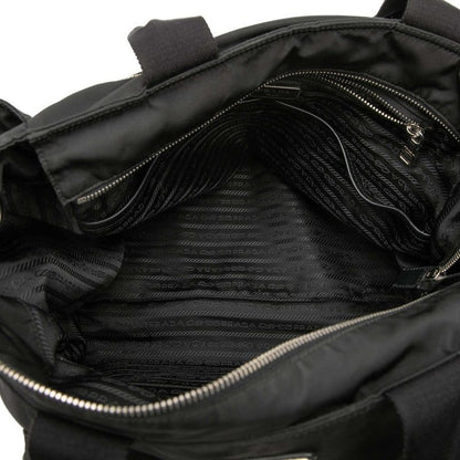 Prada Triangle Logo Mother's 2-Way Shoulder Bag Black Nylon — view 4