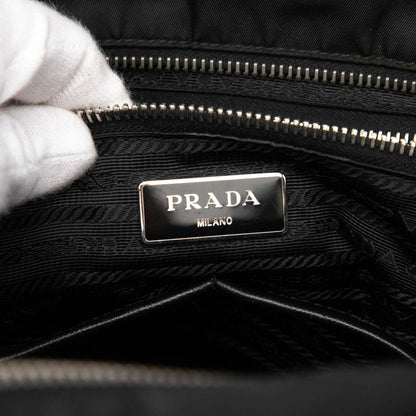 Prada Triangle Logo Mother's 2-Way Shoulder Bag Black Nylon — view 5